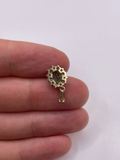 9ct gold emerald and diamond pendant