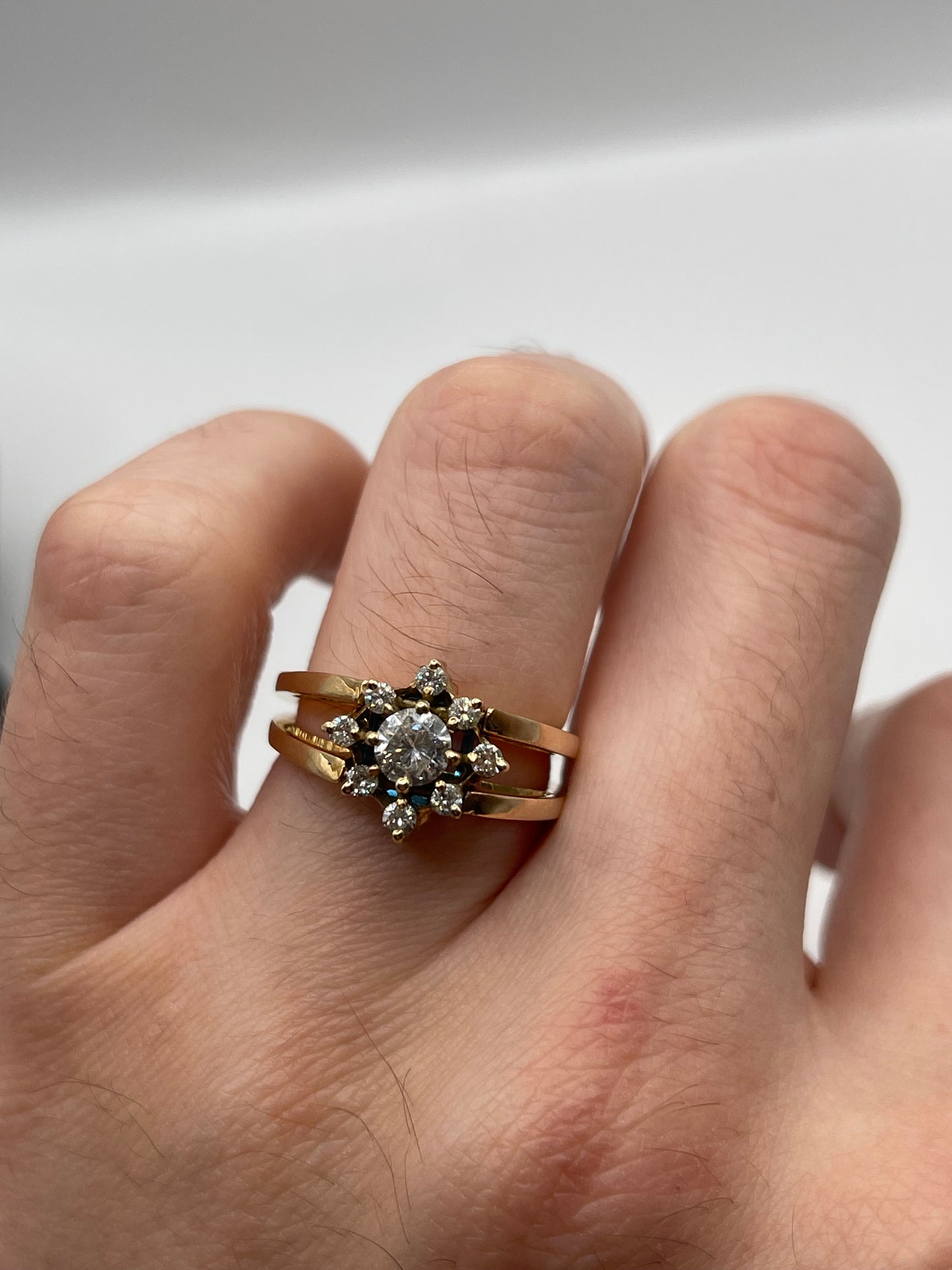 14ct gold topaz and diamond flip ring