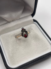 Load image into Gallery viewer, Antique silver and gold garnet ring
