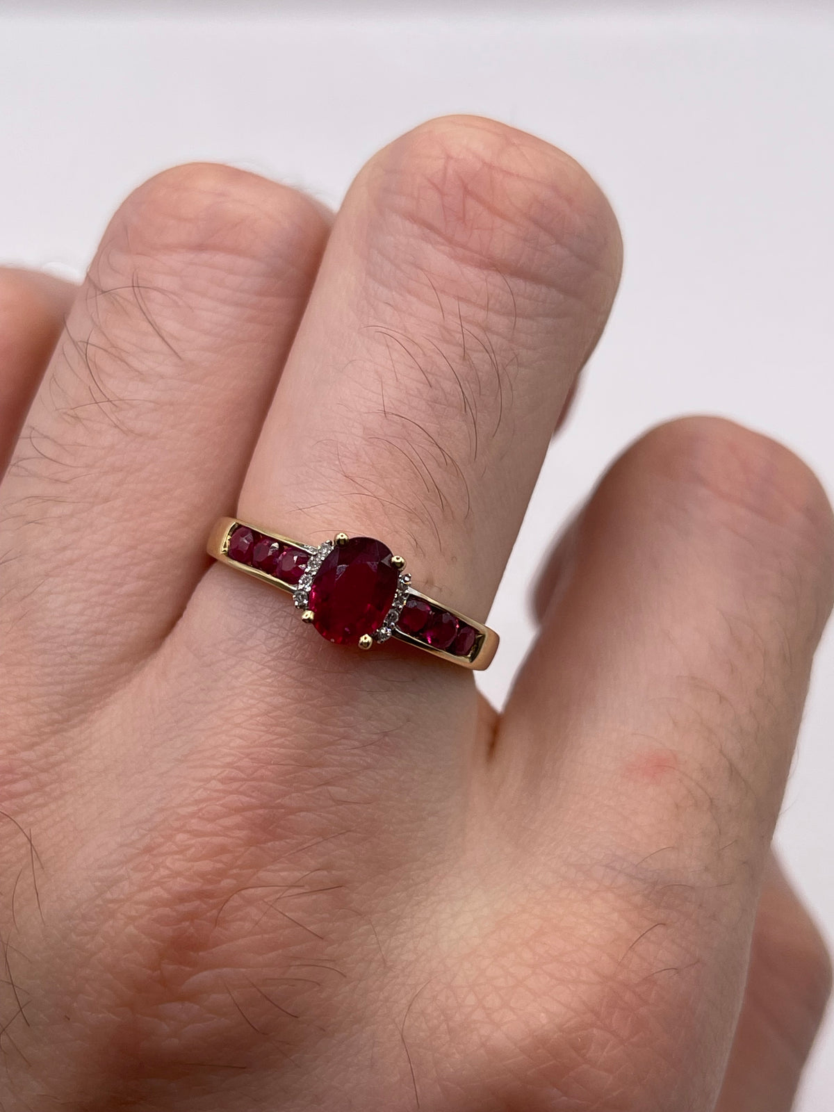 9ct gold ruby and diamond ring
