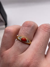 Load image into Gallery viewer, 18ct gold coral and diamond ring
