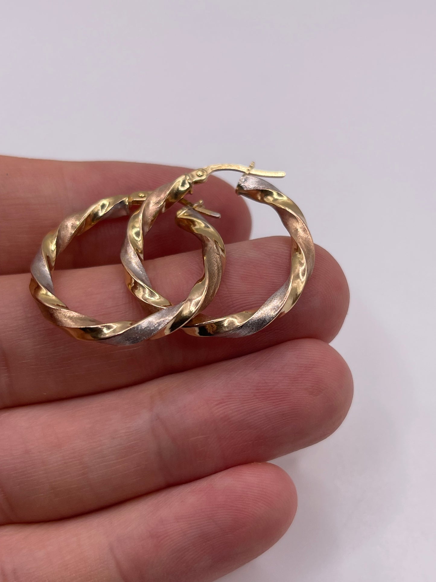 9ct tri gold creole earrings