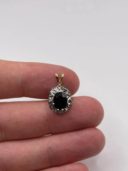 9ct gold sapphire and diamond pendant
