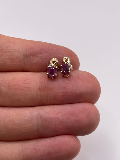 9ct gold ruby and diamond earrings