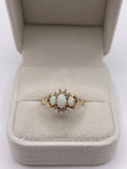 9ct gold opal and diamond ring
