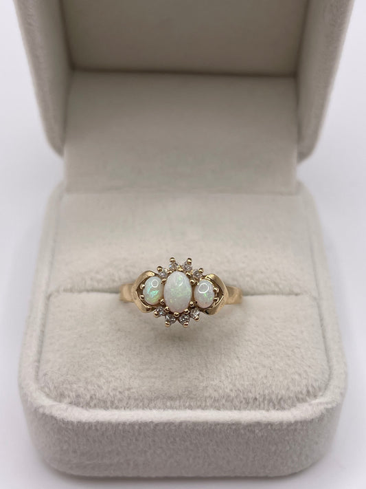 9ct gold opal and diamond ring