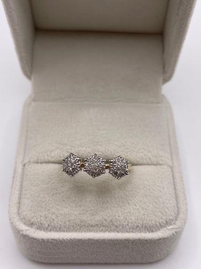 9ct gold diamond cluster ring