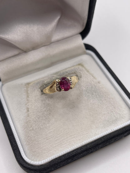 9ct gold ruby and diamond ring