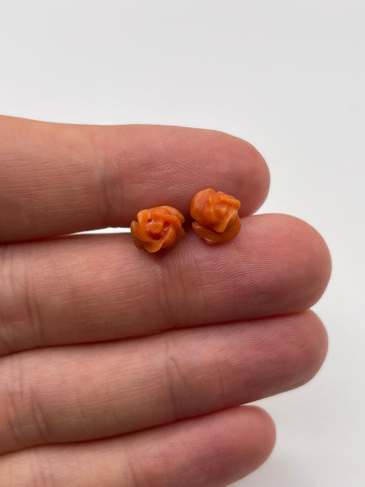 9ct gold carved coral earrings