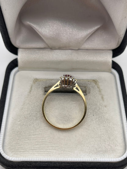 9ct gold ruby and diamond ring