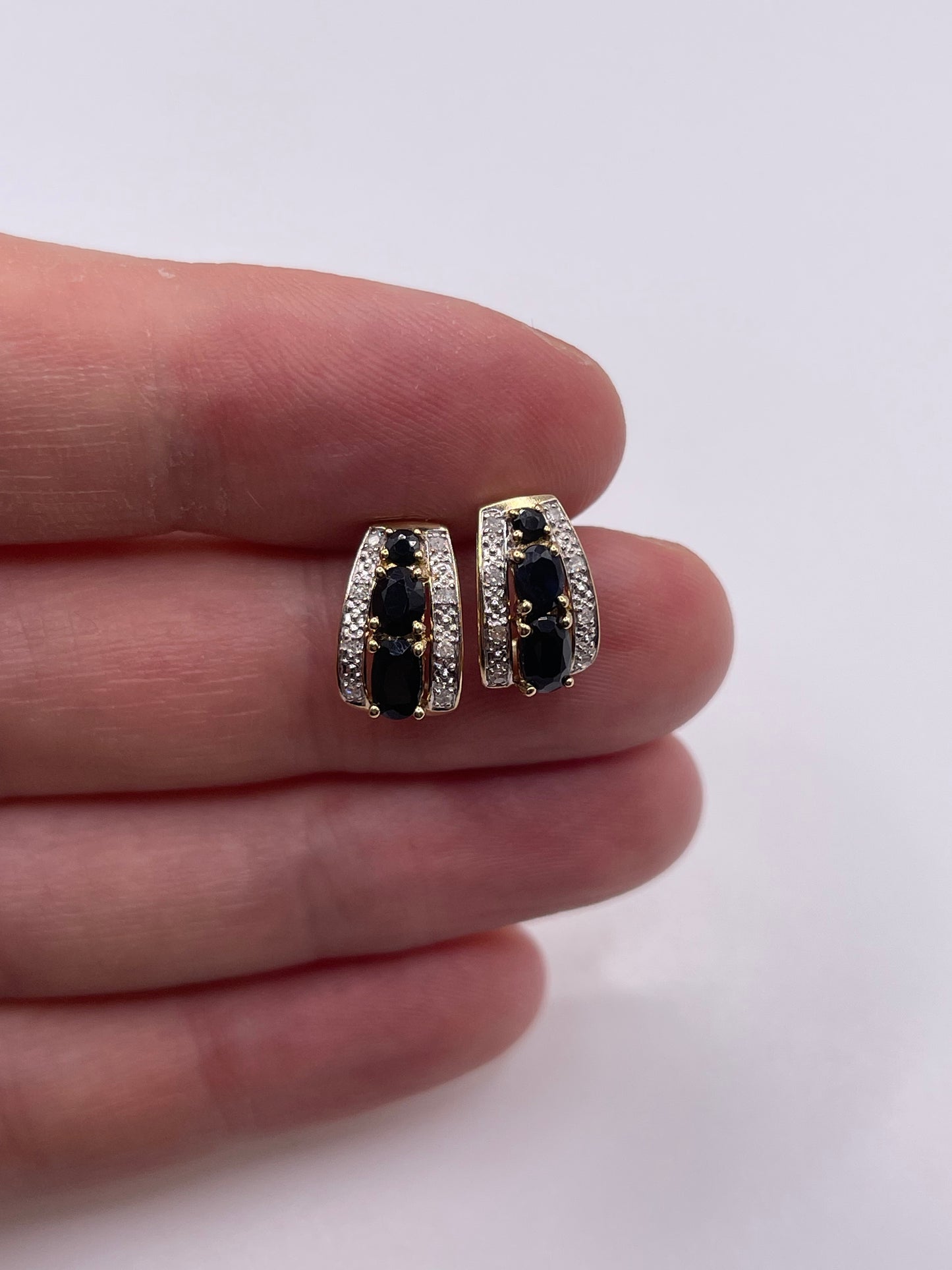 9ct gold sapphire and diamond earrings