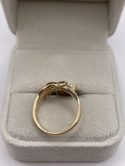 9ct gold emerald double hand ring