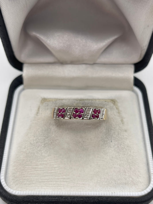 9ct gold ruby and diamond ring