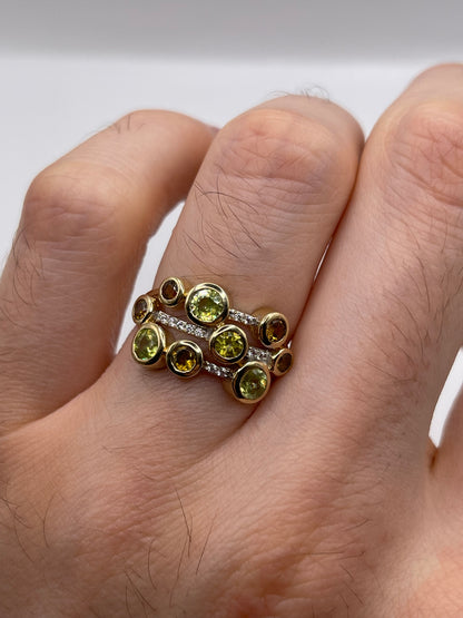 9ct gold sphene and zircon ring