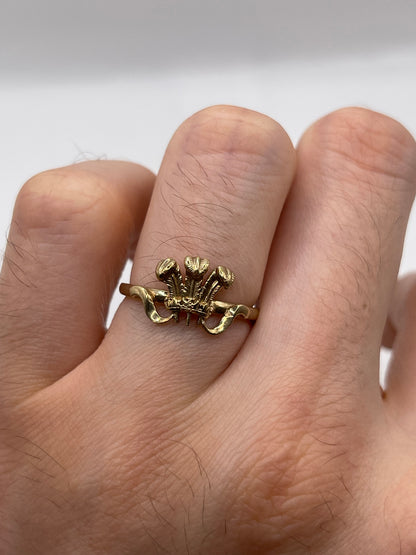 9ct gokd Welsh feathers ring