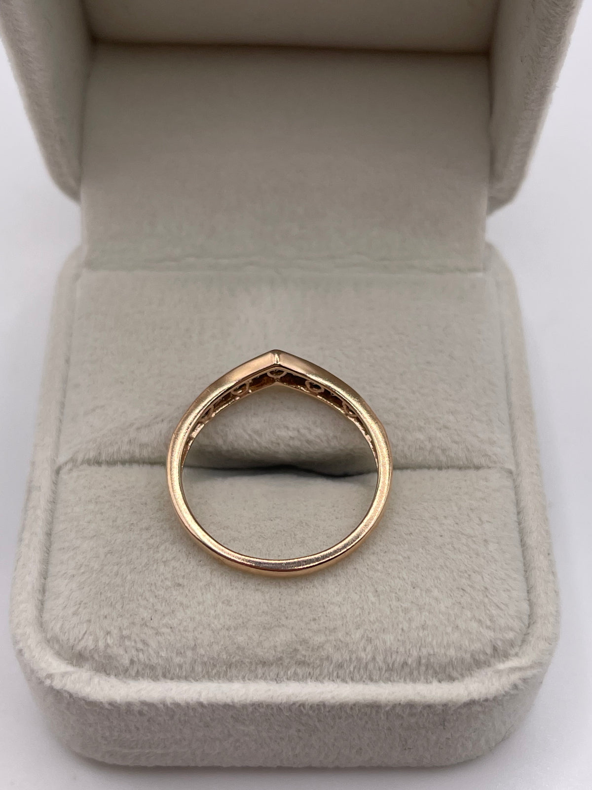9ct rose gold cognac diamond wishbone ring