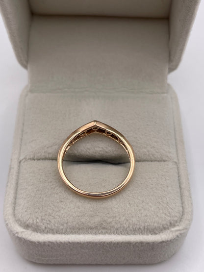 9ct rose gold cognac diamond wishbone ring