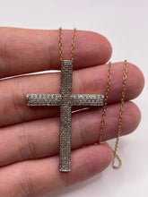 Load image into Gallery viewer, 9ct gold diamond cross necklace
