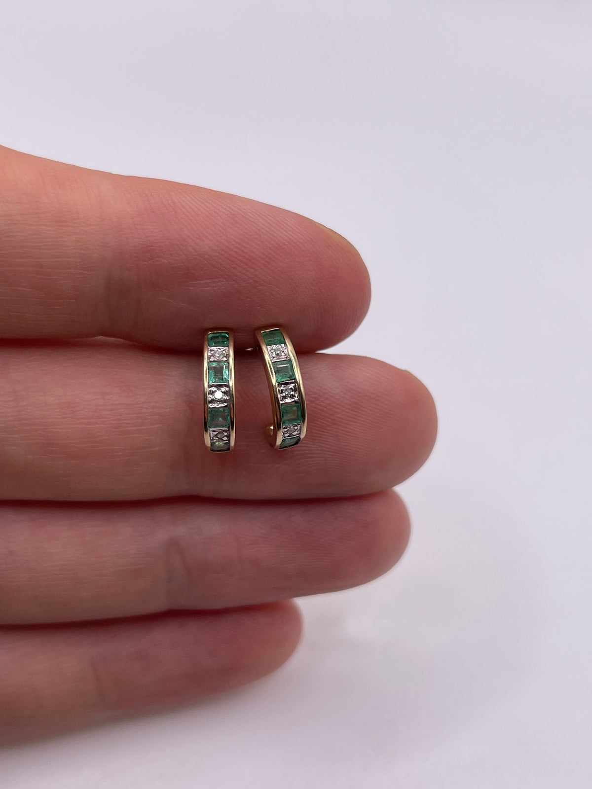 9ct gold emerald and diamond earrings