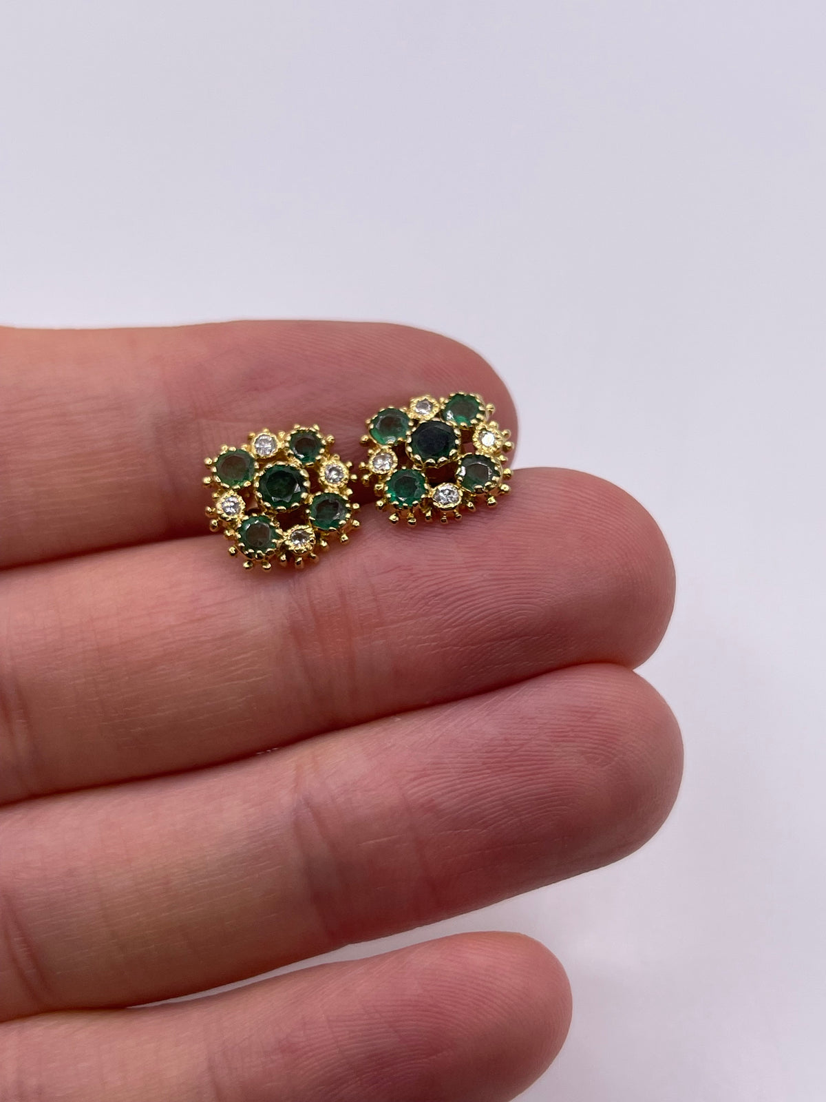 14ct gold emerald and diamond earrings