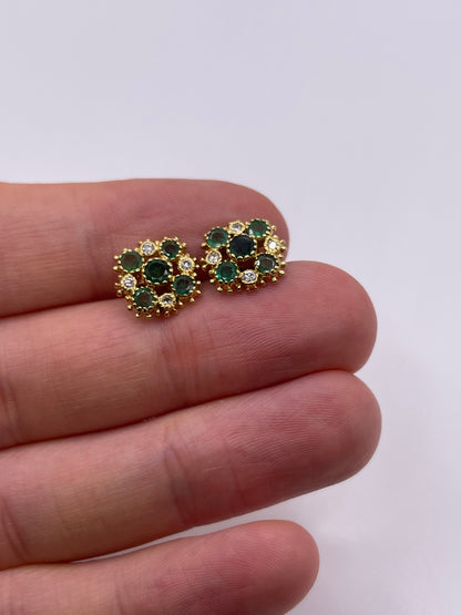 14ct gold emerald and diamond earrings