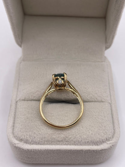 9ct gold blue zircon and diamond ring