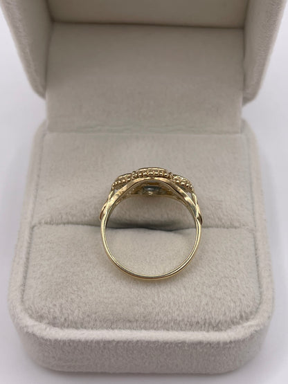 9ct gold aquamarine and diamond ring