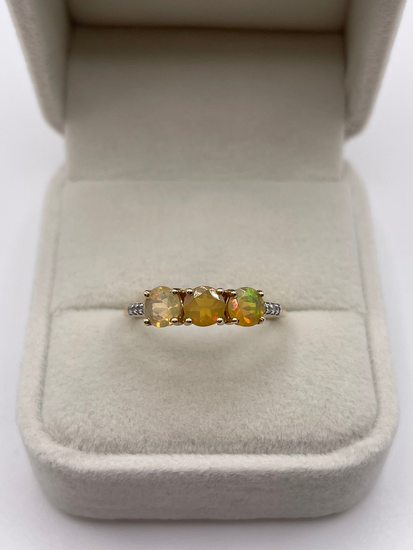 9ct gold opal and zircon ring