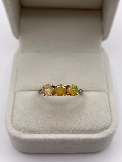 9ct gold opal and zircon ring