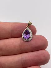 Load image into Gallery viewer, 9ct gold amethyst and diamond pendant
