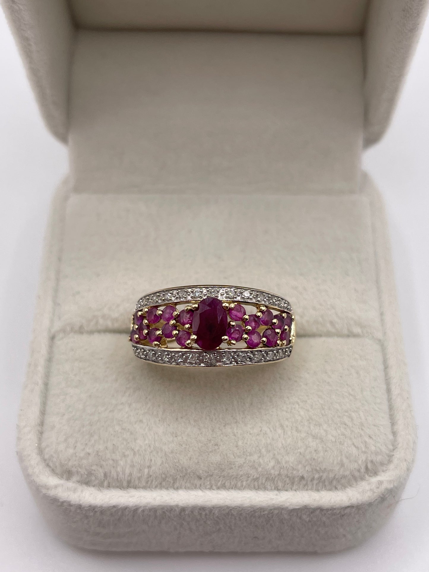 9ct gold ruby and diamond ring