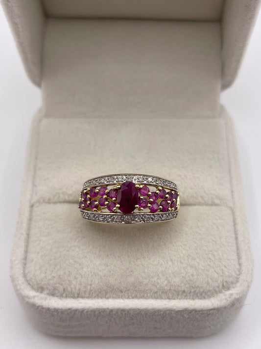 9ct gold ruby and diamond ring