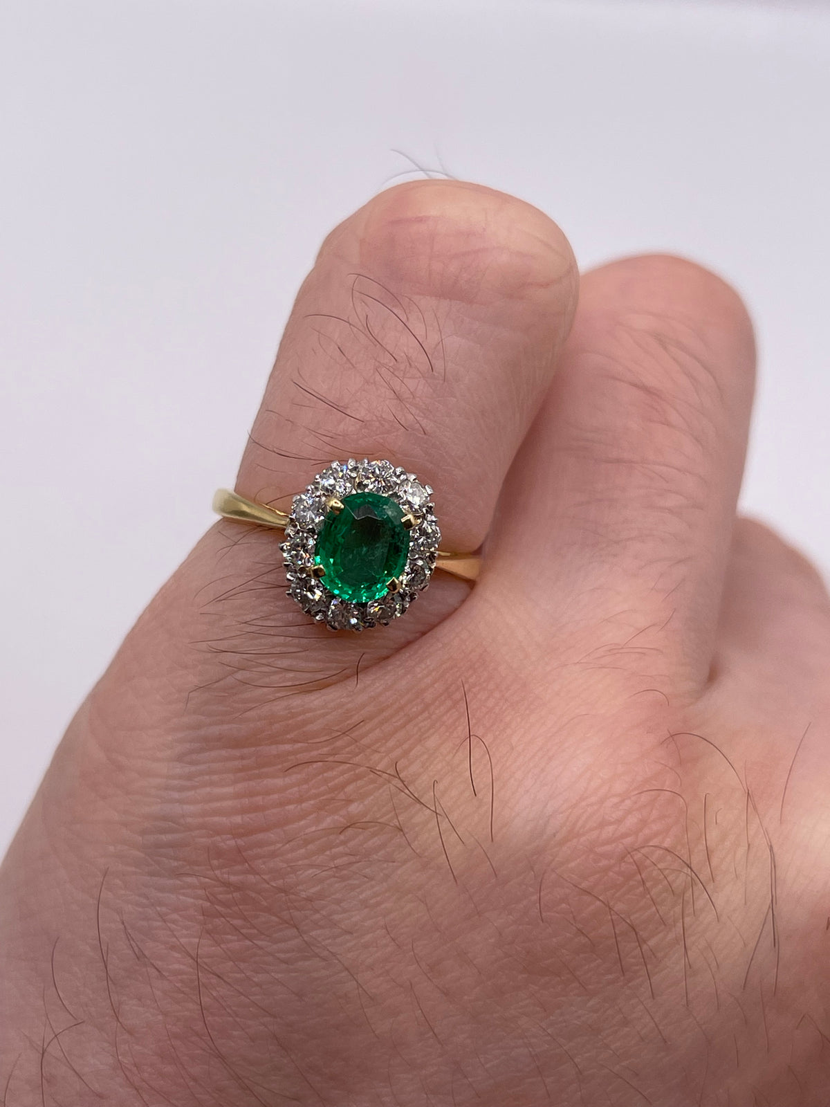 18ct gold platinum emerald and diamond ring