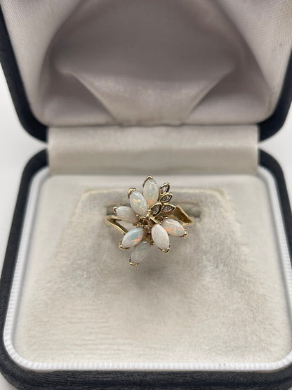 9ct gold opal and diamond ring