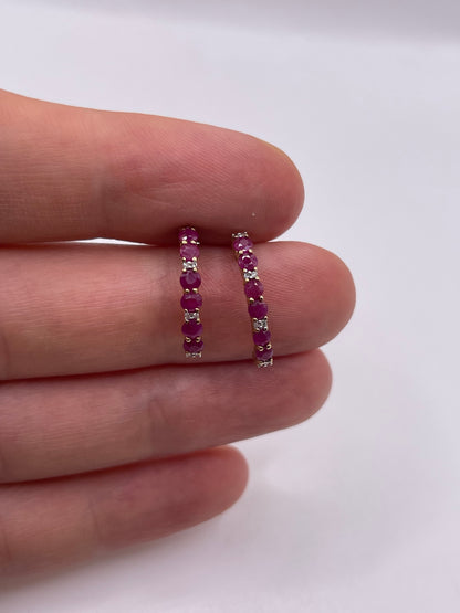 9ct gold ruby and diamond earrings