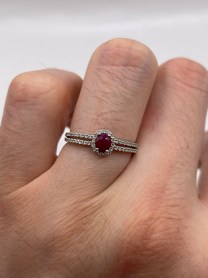 18ct white gold ruby and diamond ring
