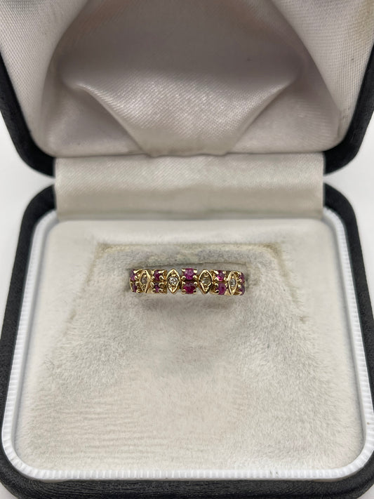 9ct gold ruby and diamond ring