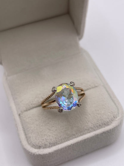 9ct gold topaz and diamond ring