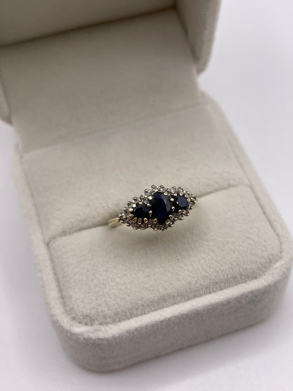 9ct gold sapphire and diamond ring
