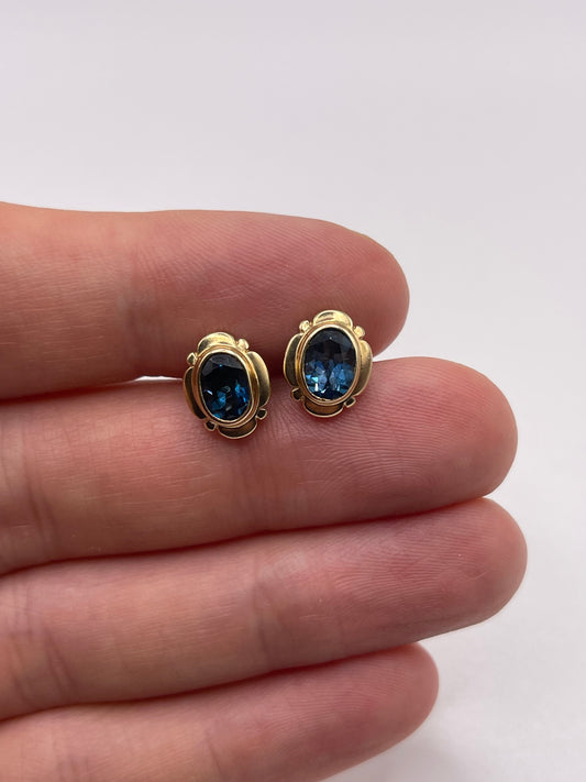 9ct gold blue topaz earrings