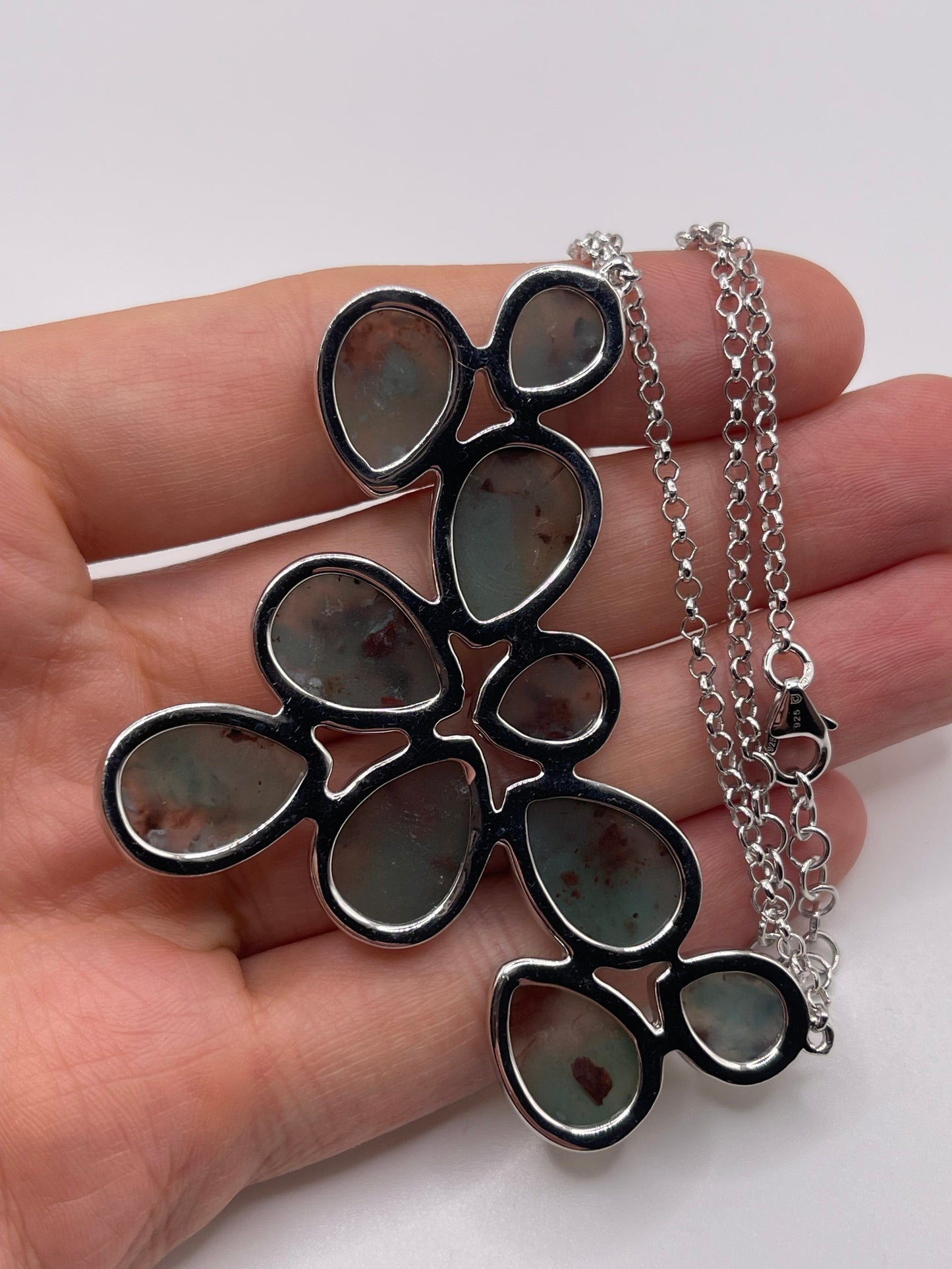 Silver aquaprase necklace
