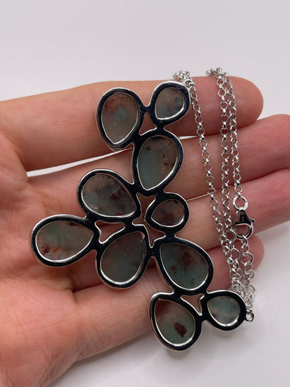 Silver aquaprase necklace