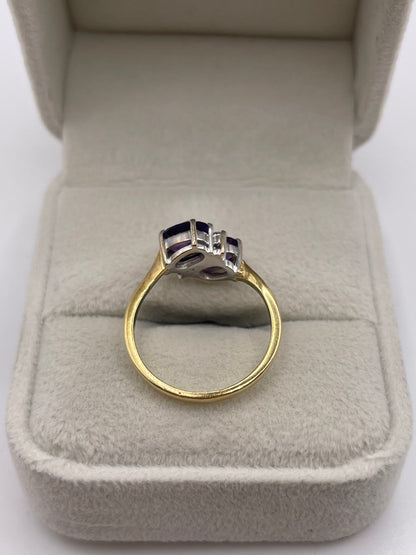 18ct gold amethyst and diamond ring