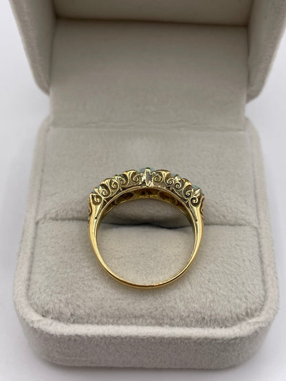 Antique 18ct gold opal and diamond ring