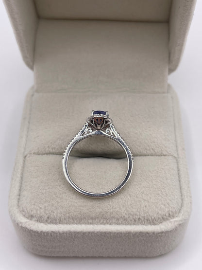 9ct white gold tanzanite and diamond ring