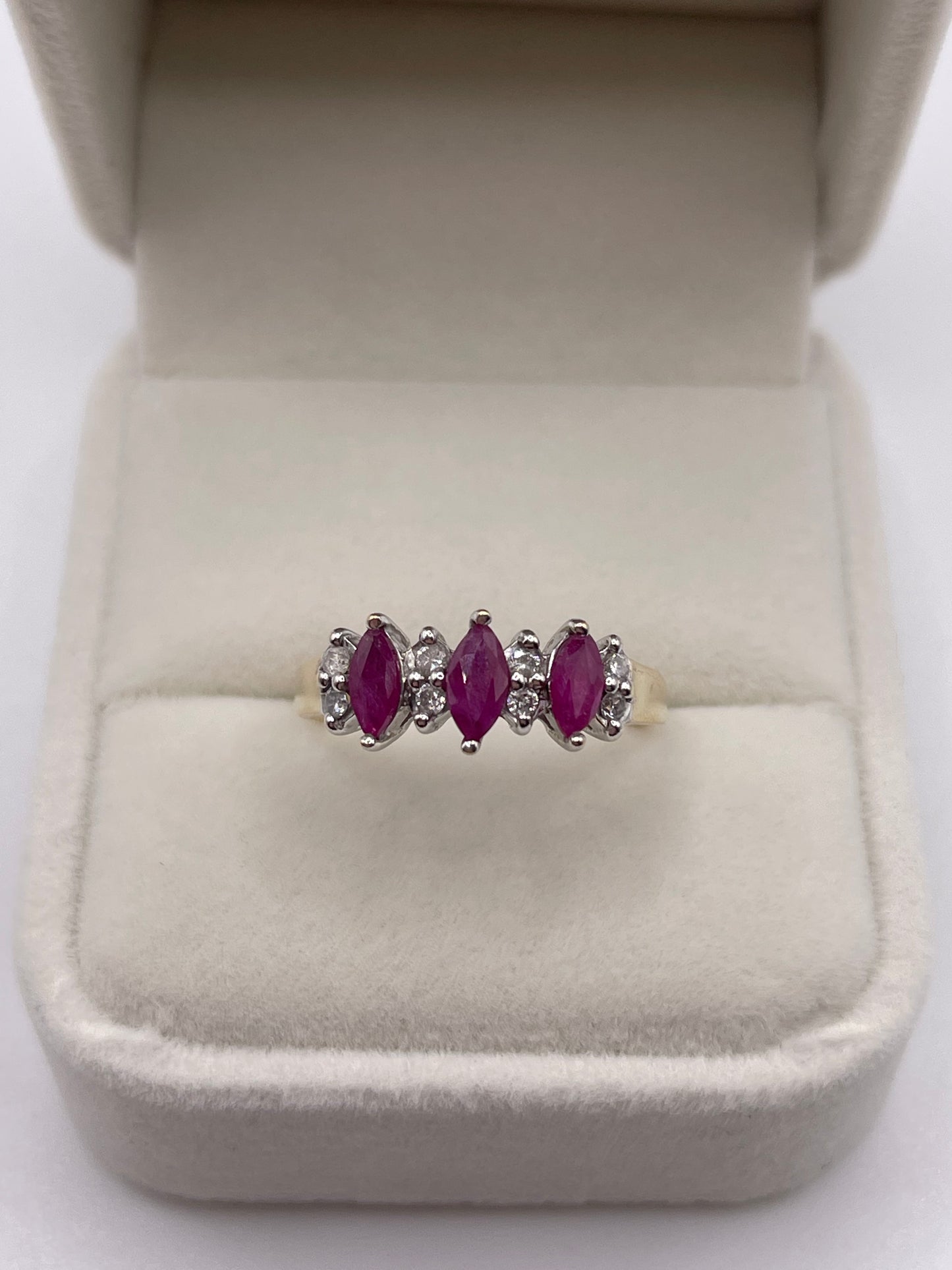 9ct gold ruby and diamond ring