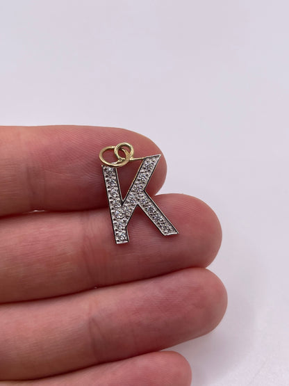 9ct gold cz initial K pendant