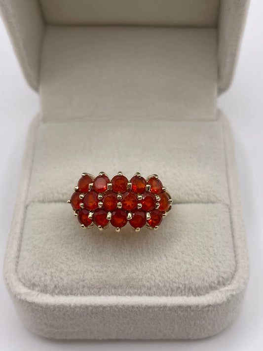 9ct gold fire opal cluster ring