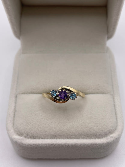 9ct gold amethyst and topaz ring