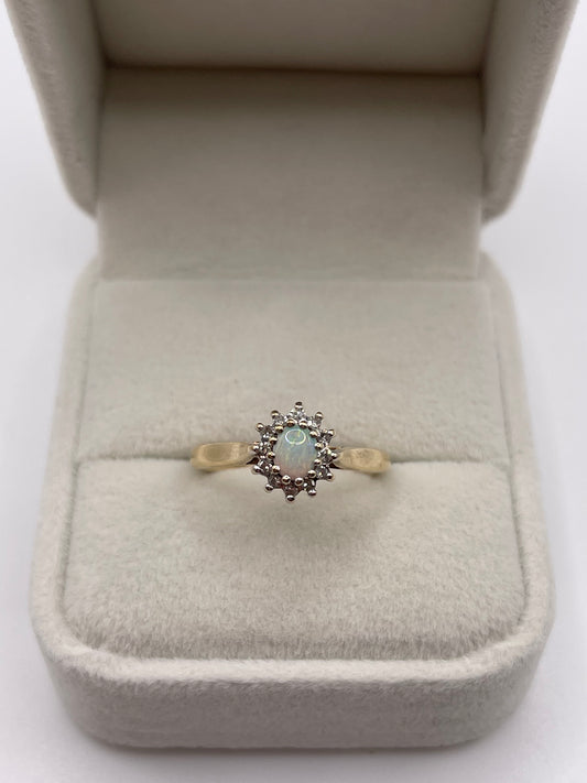 9ct gold opal and diamond ring